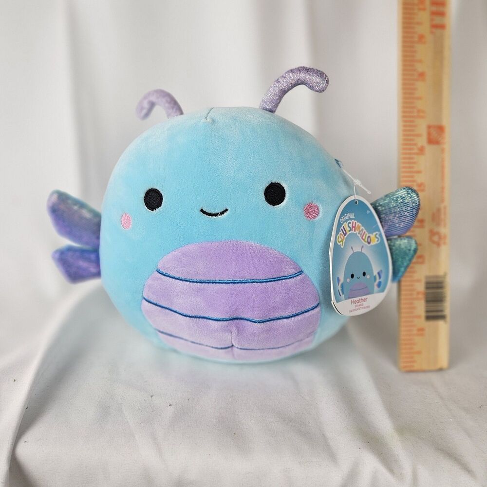 12" Squishmallows Heather Dragonfly Soft Plush Pillow Toy Blue Purple Butterfly
